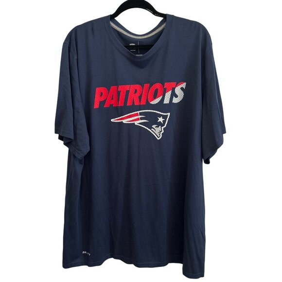 Nike Dri-Fit NFL Patriots Mens Training Shirt XXL Navy Blue 100% Polyester - Picture 1 of 6
